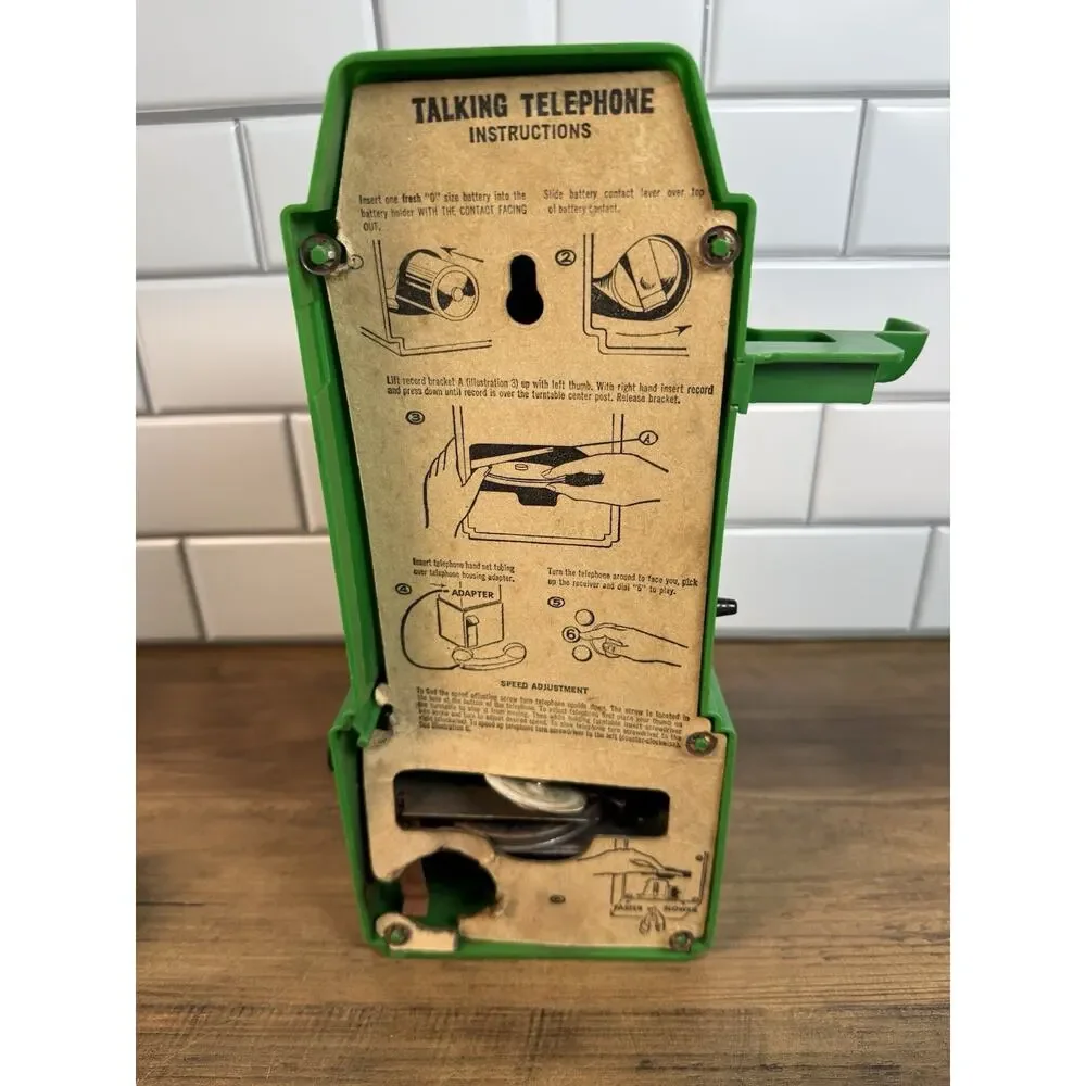 RARE Disney Hasbro 1960s Green Jungle Book Rotary Toy Phone - READ